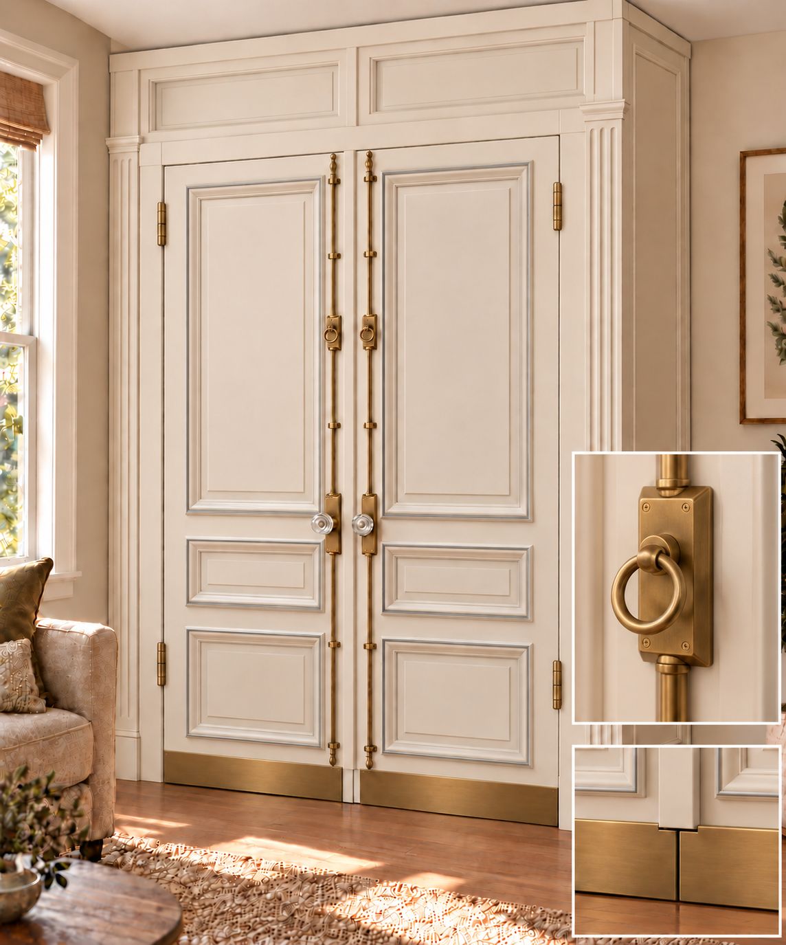 A wall bed redesigned as a pair of panelled Parisian double doors